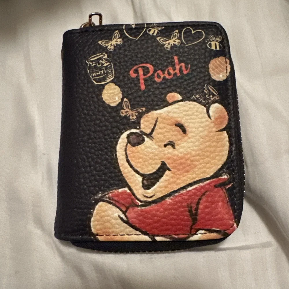 Winnie The Pooh Small Accordion Zipper Wallet For Credit Cards/business Cards